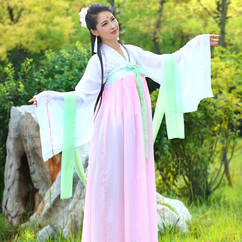 Cải thiện trang phục cổ xưa Han quần áo rộng tay áo dòng chảy cổ tích váy tươi và thanh lịch trên ngực-thumencosiel váy khiêu vũ gió của Trung Quốc