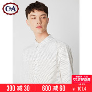 C & A Nam Nút Ve Áo Cắt Tay Áo Bông Polka Dot In Áo Sơ Mi Trắng Tươi CA200205344