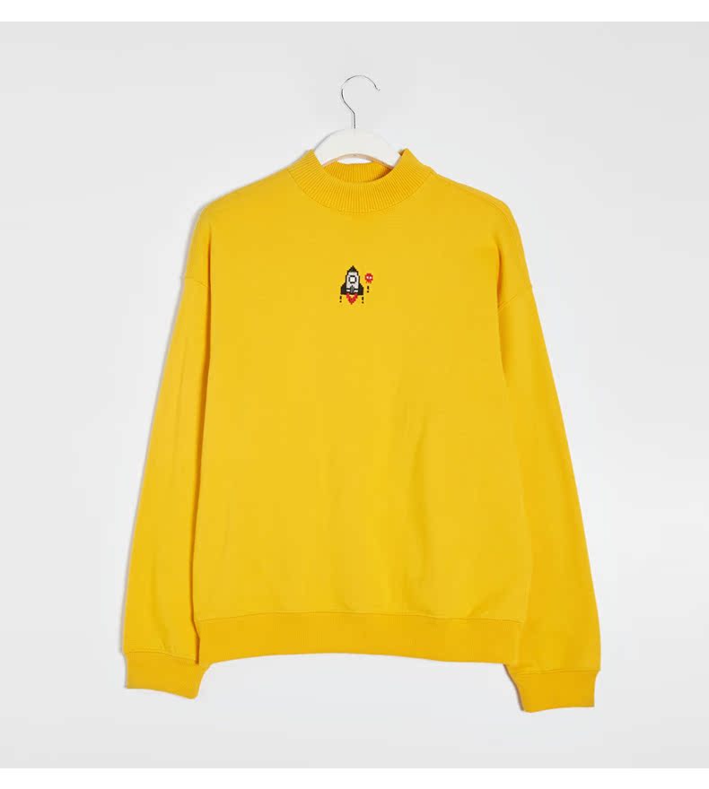 C & A có cổ cao nửa cổ thêu thêu cộng với áo len nhung nam Winter teen đan top CA200211980-1 hoodie vàng