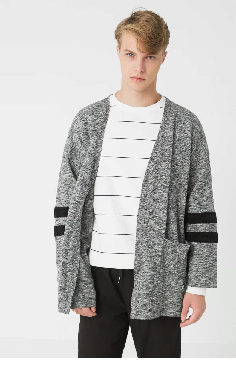 C & A Loose Off Shoulder Tay áo cardigan Áo len nam mùa thu Cotton đan hàng đầu CA200210197 áo len nam cổ tim	