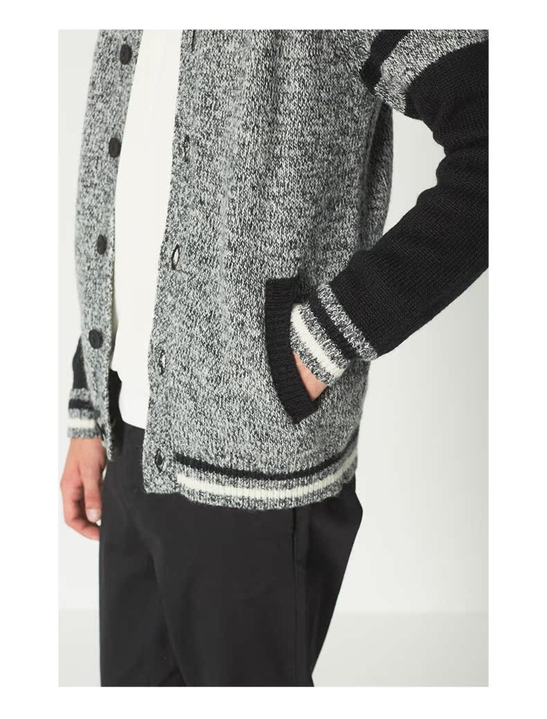 C & A Tương phản Raglan Tay áo bóng chày Áo len nam Winter Retro College Wind đan áo len CA200211983 thời trang công sở nam