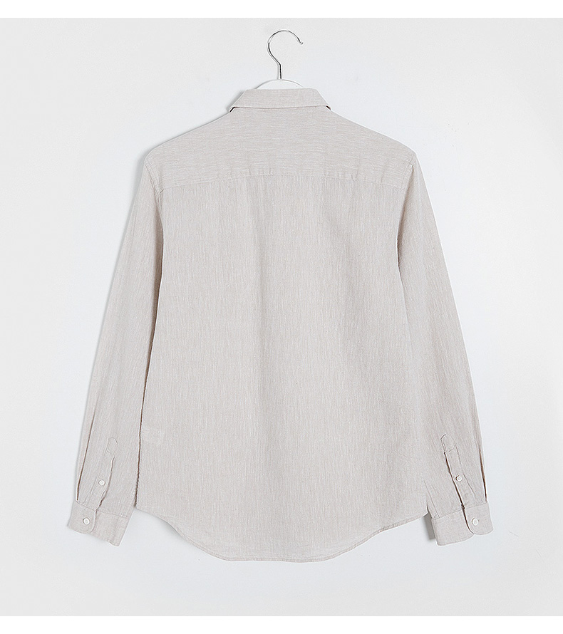 C & A màu be dài tay cotton và linen áo sơ mi nam mùa hè mới cơ bản pocket pocket ve áo sơ mi CA200204005 áo sơ mi hàn quốc nam