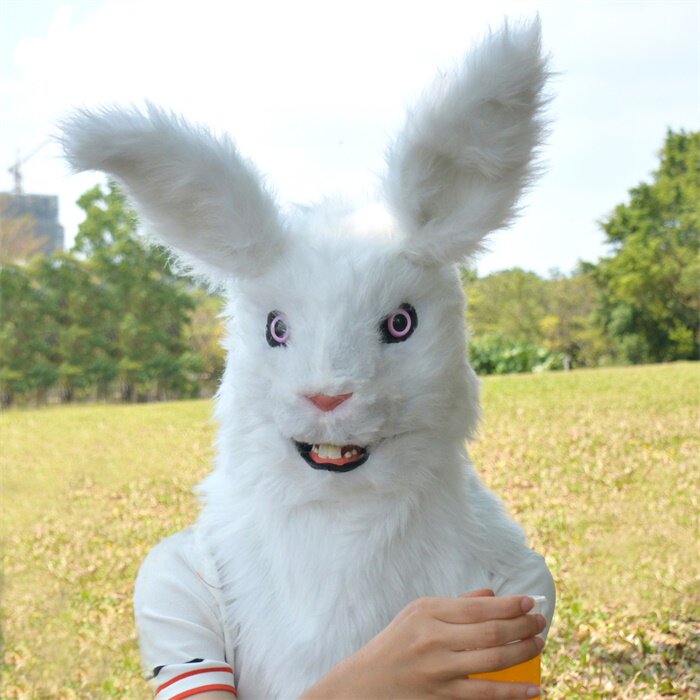 WILDBEAST New Web Red Rabbit Head Cover Animal Mask Pure Hand Adult Dress up New Products Recommended