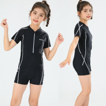 7-12 Year Old Children 8 Girls Black Conjoined Professional Training Swimsuit 9 CUHK Tong 10 Teenage Girl Exam Swimsuit 11