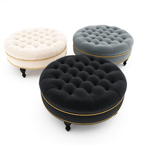 Simple clothing store sofa stool velvet fabric shoe changing stool cloakroom stool leather pier living room round coffee table stool