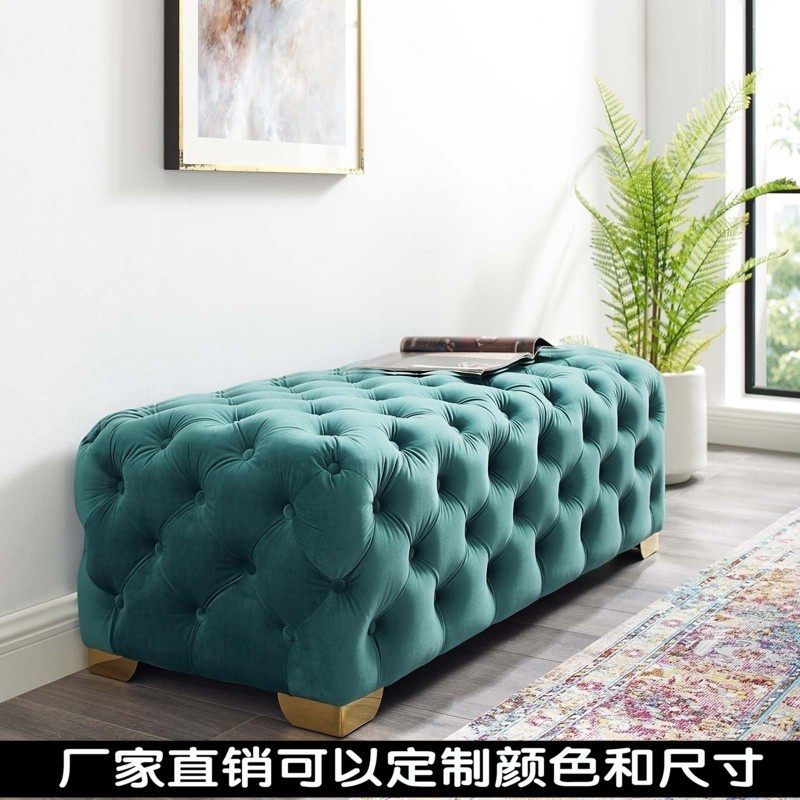Modern pull button sofa stool home suede bunk bed tailstool clothing shop cloakroom changing shoes and benches American wearing shoes stool 