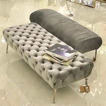 Nordic light luxury sofa stool American velvet gray shoe changing stool clothing store bench bench bedroom bed end stool small foot