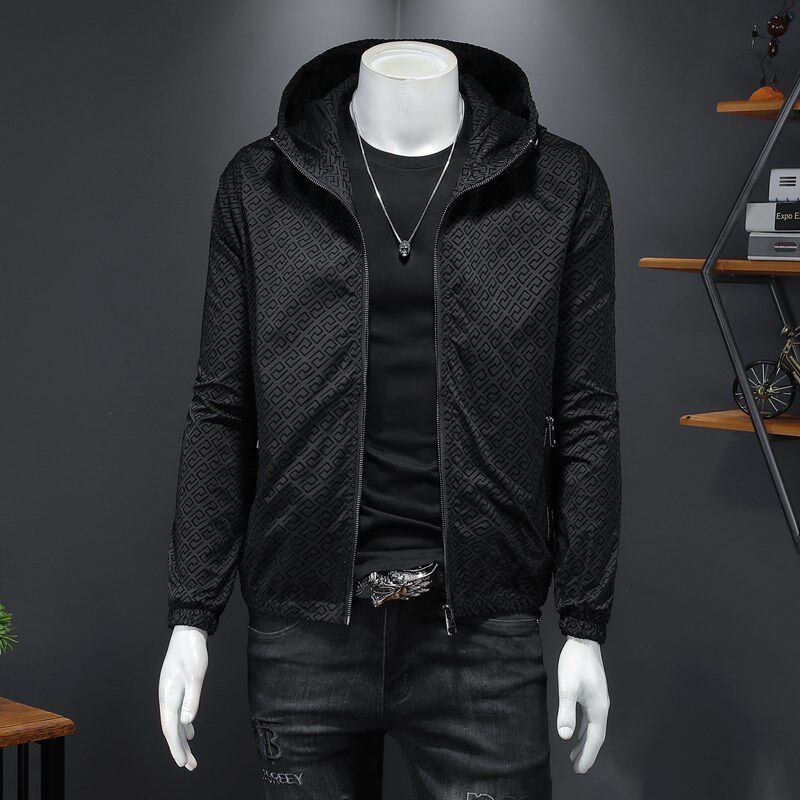 Black Even cap printed jacket for men 2022 New spring and autumn season overalls for overalls, high level sensual cliffwear