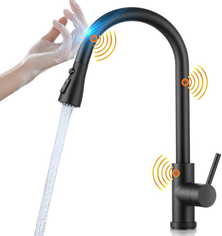 Smart Touch Sensor Kitchen Faucet 304 Stainless Steel Pull-Out Sink Faucet with Hot and Cold Sensor Smart Touch Sensor Kitchen Faucet 304 Stainless Steel Pull-Out Sink Faucet with Hot and Cold Sensor