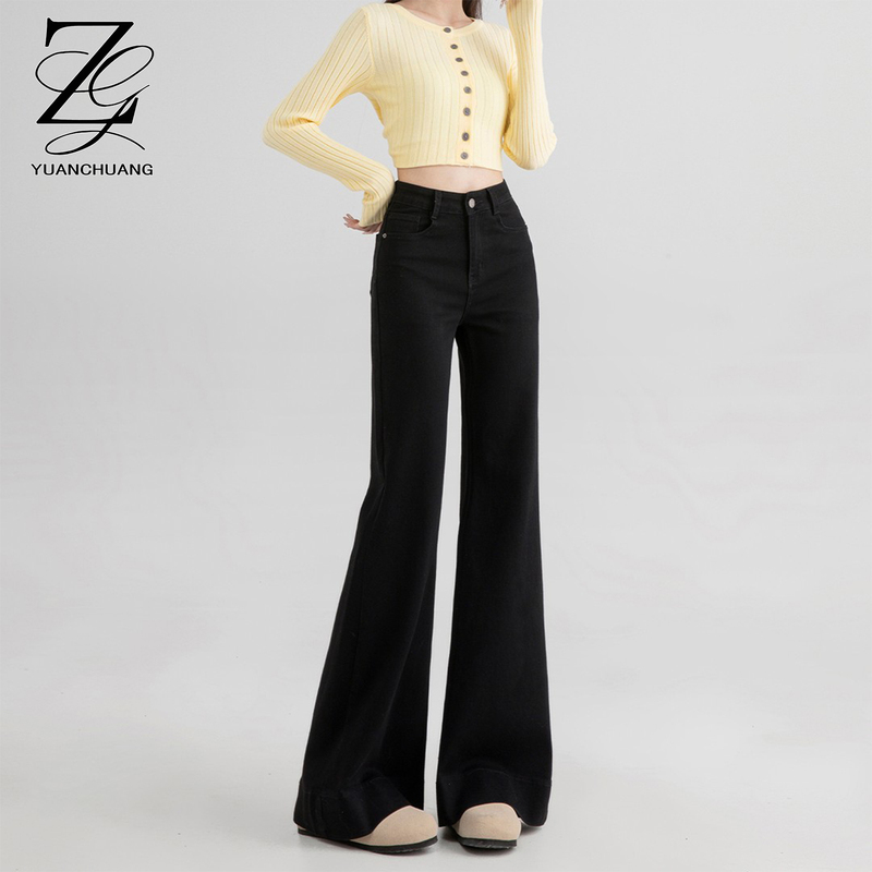 Black Non-Tight Flared Jeans for Women, 2026 Early Autumn New Style, High-Waisted, Stretchy, Slimming Bell-Bottom Pants for Petite Figures Black Non-Tight Flared Jeans for Women, 2026 Early Autumn New Style, High-Waisted, Stretchy, Slimming Bell-Bottom Pants for Petite Figures