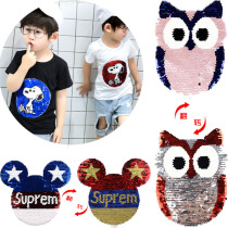 Owl cartoon fashion flip color sequin cloth stickers Clothes patch stickers Clothing accessories T-shirt decorative decals
