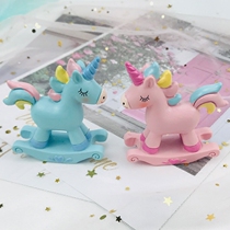 Unicorn birthday cake decoration girl pink Trojan decoration dessert table baking Net red plug-in dress up supplies