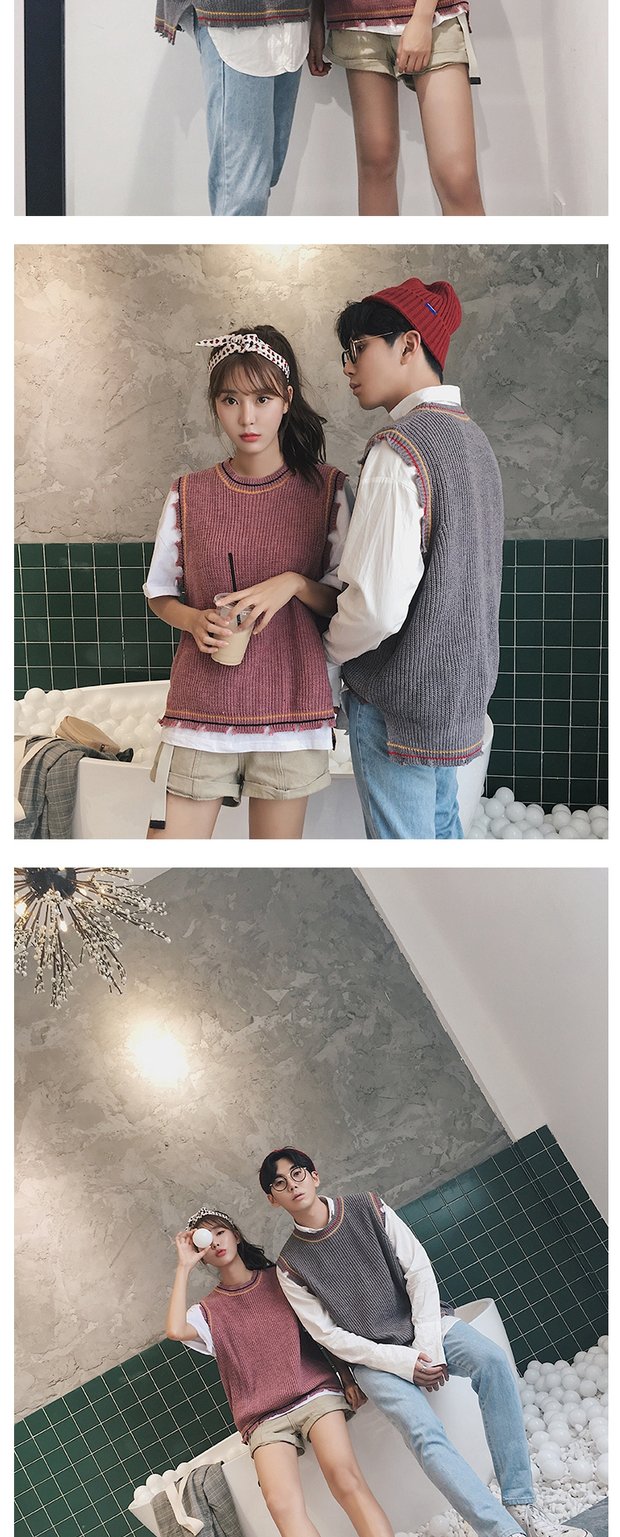 Niii những người yêu thích mùa thu đông sản phẩm mới Aberdeen phong cách văn học trung tính LES đẹp trai T áo len kích thước nhỏ vest nam hàn quốc