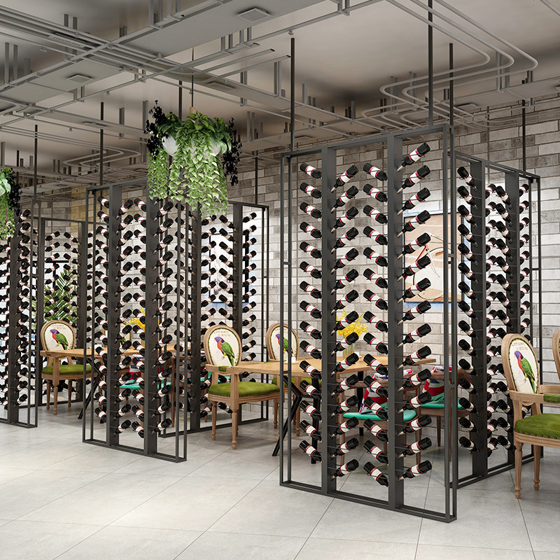 Iron Art Screen Wine Rack Red Wine Shelf Tree Type Wine Rack Bar Show Shelves Partition Wine Cabinet Ground Creative Shelf