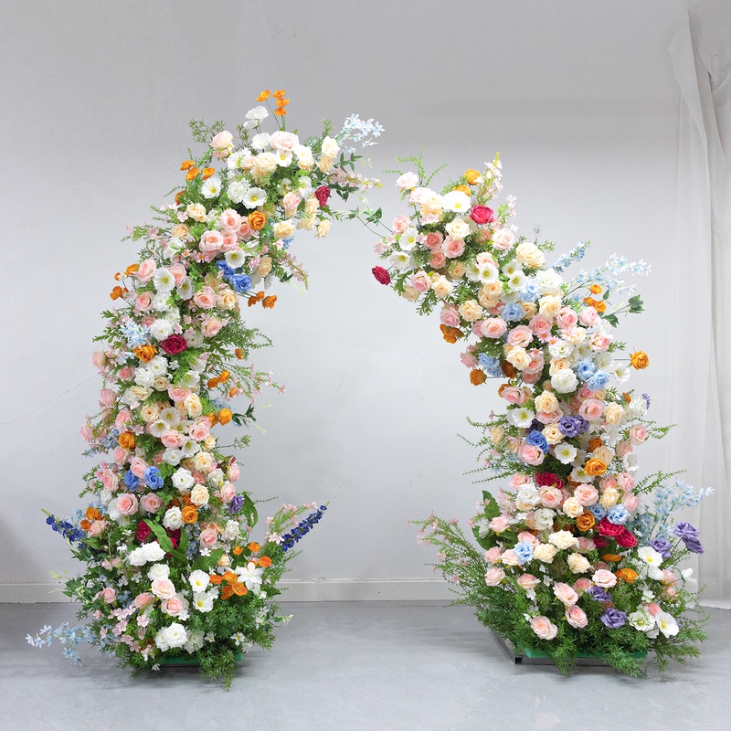 Pastoral Style Horn-Shaped Arch, Sweet Colorful Rose Flower Arch, Wedding Decoration, Photo Shoot Flower Arch, Korean Style Pastoral Style Horn-Shaped Arch, Sweet Colorful Rose Flower Arch, Wedding Decoration, Photo Shoot Flower Arch, Korean Style