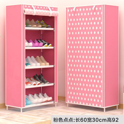 Simple cloth shoe cabinet special shoe rack multi-layer cloth shoes dustproof folding iron plastic cabinet economical