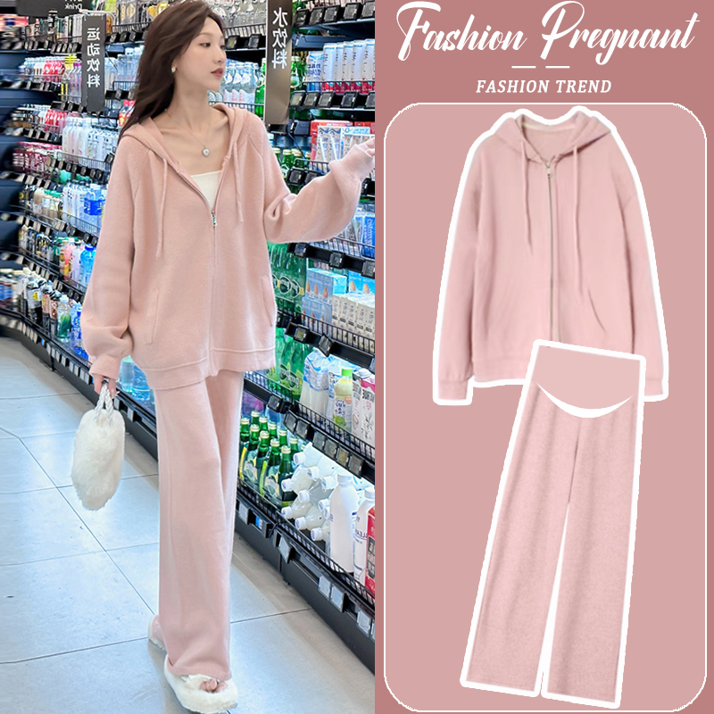 Next Alice Maternity Suit 2026 Spring and Autumn New Style Fashionable Hooded Sweatshirt Casual Sports Two-Piece Set