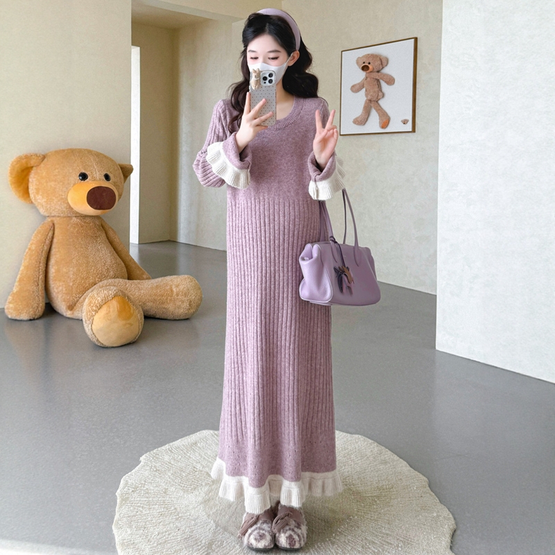 2025年秋冬孕妇装流行趋势:法国APOTCARE孕妇装高级感简约时髦围脖毛衣『针织连衣裙』👗怎么样?