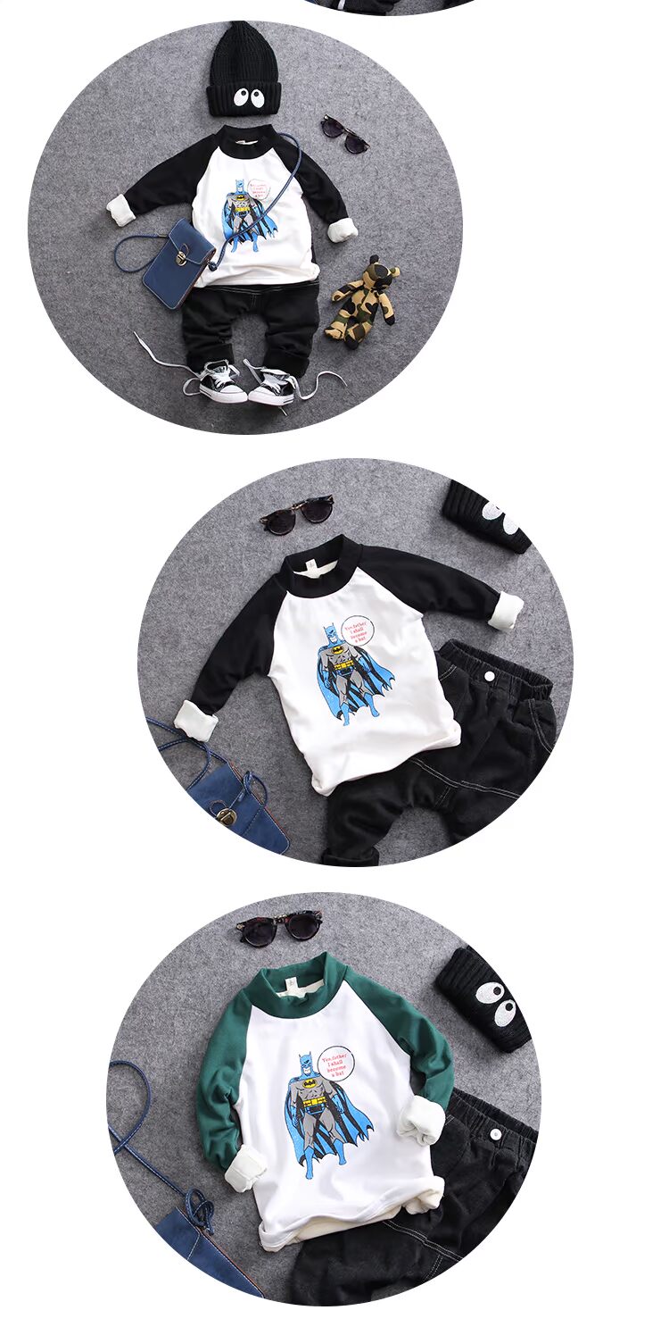 Áo thun trẻ em cổ cao đặc biệt hàng ngày cộng với nhung 18 quần áo trẻ em cotton cotton áo sơ mi mùa đông thời trang bé trai