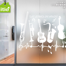 Customized transparent electrostatic film music room window sliding door glass anti-collision UV printing Decorative Film music sound