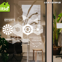 Love stickers custom hexagonal geometry English inspirational transparent electrostatic glass anti-collision UV printing film to enhance self