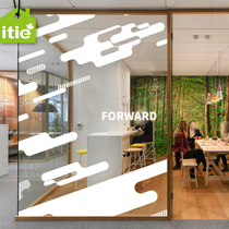 Love paste custom oblique stripes staggered overlapping white transparent electrostatic glass anti-collision UV printing film-enterprising