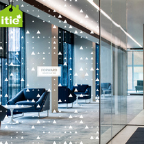 Custom transparent electrostatic glass anti-collision UV printing film Creative geometric triangle company office forge ahead