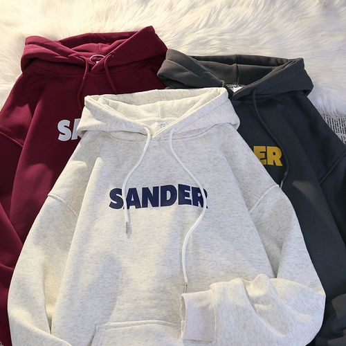 Тонкая утепленная толстовка с капюшоном, коллекция 2023, осенняя, свободный крой