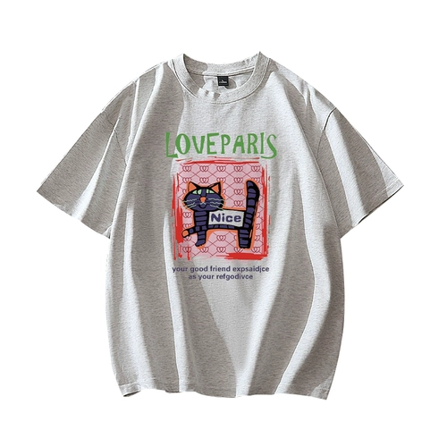 Дизайнерская хлопковая мультяшная летняя футболка с коротким рукавом, оверсайз, тренд сезона