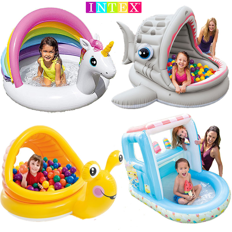 INTEX Children Home Colored Marine Polo Pool Indoor Baby Swimming Pool Shark Inflatable Toy Pool Fencing-Taobao