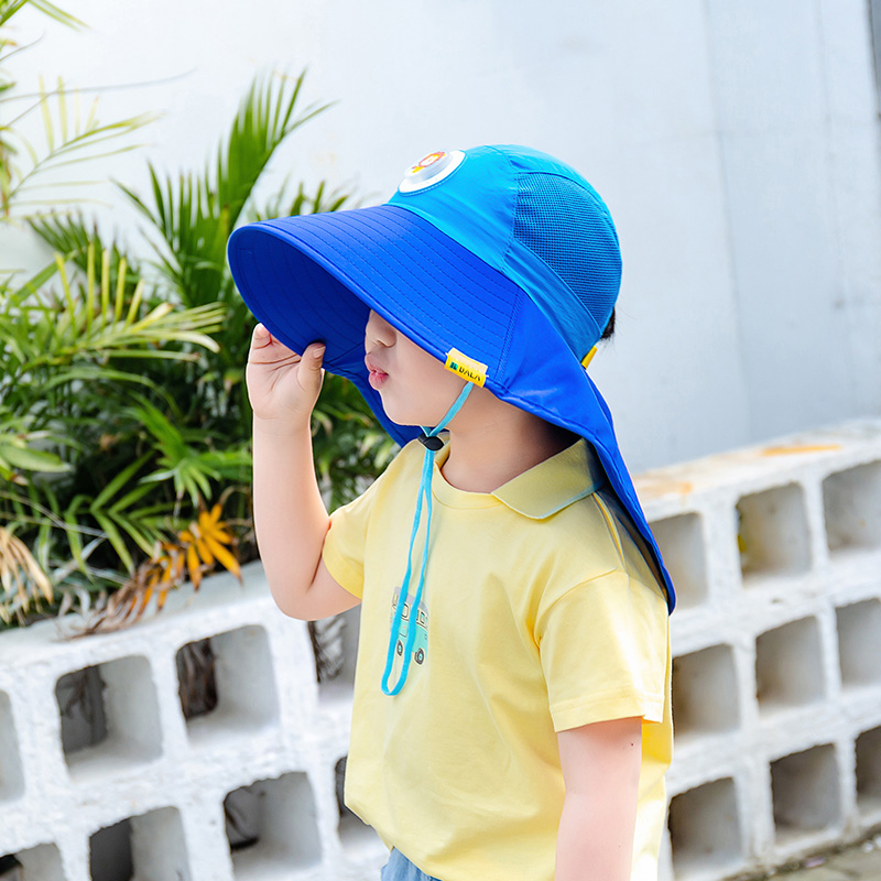 Boys sunscreen hat Children's hat Summer anti-UV Baby sun visor Sun hat Large brim Neck protection Fisherman hat