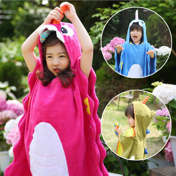 Quality Outlet Korea Cut Suede Cartoon Pure Cotton Bathrobe Children Towel Cloak Bath Towels CUHK Kids Baby Beach Towels