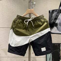 Shorts Summer New Trendy Brand Color-Blocking Loose Versatile Casual Pants Men's Thin Sports Quick-Drying Beach Shorts