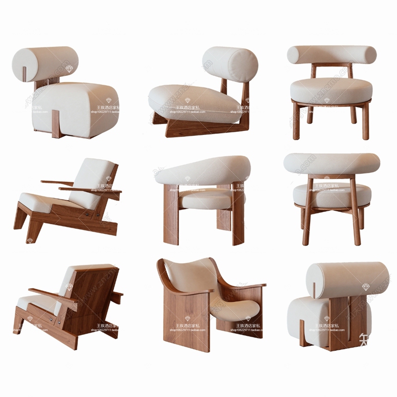 Modern Single Sofa Hotel Clubhouse Lounge Vintage Wabi-Sabi Cream Style Reception Table and Chairs Sales Office Beauty Salon