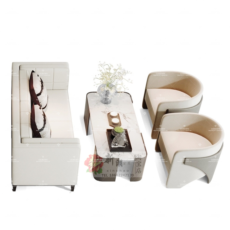 Modern Solid Wood Office Single-Seat Sofa Coffee Table Vip Lounge Reception Table and Chairs Beauty Salon