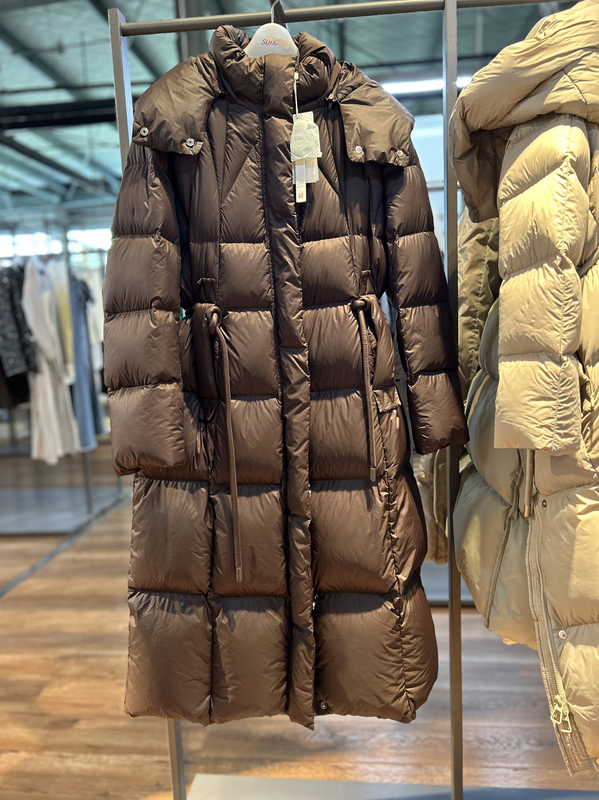 Authentic Long Puffy Warm Hazelnut Brown down Jacket
