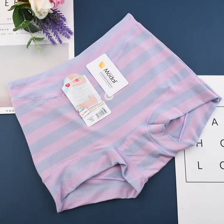 Đầy đủ 4 mảnh lụa cô gái đồ lót sọc cao eo lớn không có dấu vết tam giác nữ quần lót nữ cho người cao tuổi