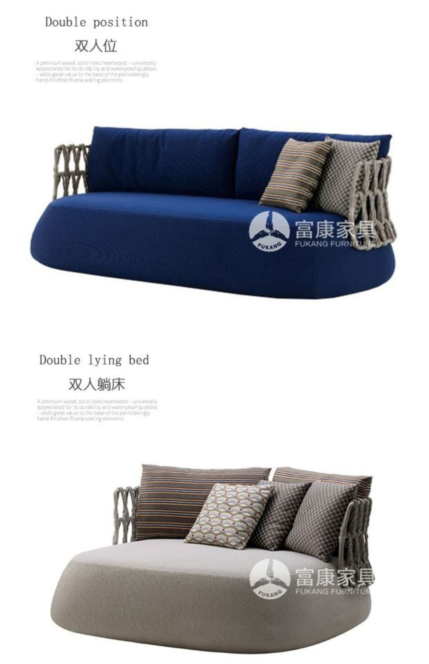 Sofa ngoài trời phong cách Bắc Âu thiết kế nội thất sofa patio khu vực biệt thự giải trí ngoài trời sofa dây sofa sô pha gỗ