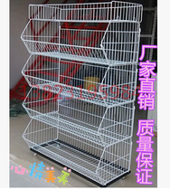 Pitched Basket Food Rack With Brake Wheel Inclined Opening Basket Bread Rack Promotional Rack Snack Rack Grocery Rack