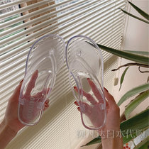 Japan Japanese gp crystal transparent flip-flops female Natsu ins tide students take a bath cold drag outside wearing beach jelly shoes