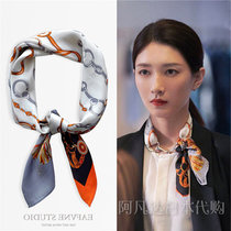 Japanese Japanese gp Jiang Shuying the same kind of mulberry silk small square scarf female European and American decorative silk scarf neck scarf gift scarf tide