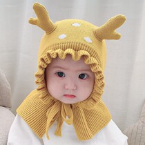 Japanese baby hat winter baby warm protective ear hat men and women children plus fluff line hat kid shawl and shoulder integrated hat