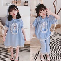 Japan JULIPPET Japanese cute summer girl baby Elsa princess pajamas nightdress set childrens loungewear