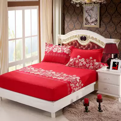 New product Wedding celebration big red bed cover single-piece bed cover Non-slip bed single bed cushion cover 1 5m1 8m 2m three-piece set