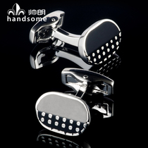 Simple black French cufflinks formal mens cuffs cuff cuffs buckle grinding glue enamel gift box