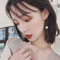 s925 silver mosquito coil ear clip without ear hole female long temperament Korean pearl earrings female 2019 New Tide