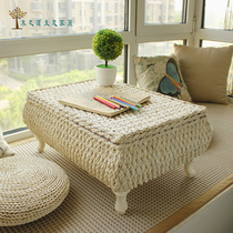 Pastoral handmade corn husk tatami bay window coffee table windowsill Balcony small table and several tables in the room