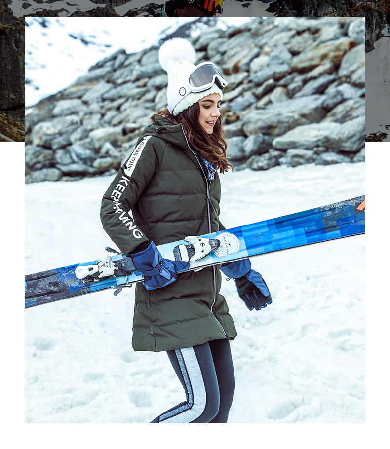 Anta của phụ nữ xuống áo khoác 2017 mùa đông mới dài windproof dày ấm trùm đầu thể thao giản dị áo sơ mi áo khoác đại hàn nữ