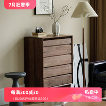 North American black walnut solid wood chest of drawers bedside storage simple modern living room storage Nordic log chest of drawers