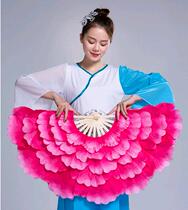  Dance fan Dance fan Adult peony flower fan double-sided bamboo bone performance props Square dance fan Twist yang fan song